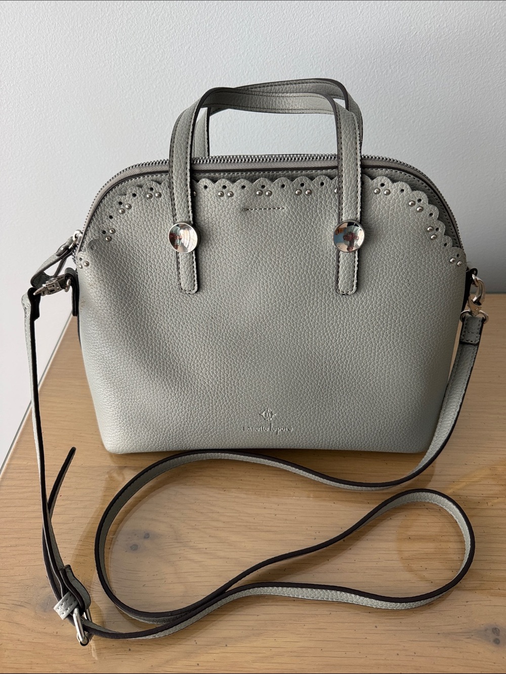 Nanette Lepore Gray Scallop Stud Dome Satchel